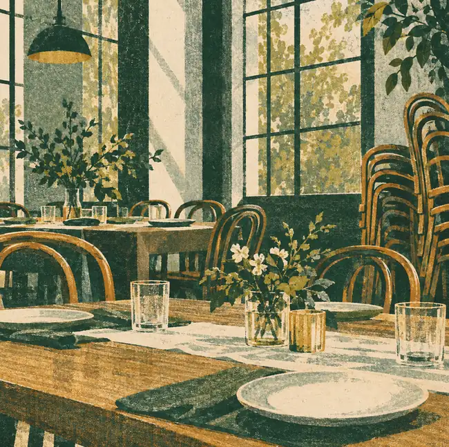 Illustration of event businesses equipment and workspace